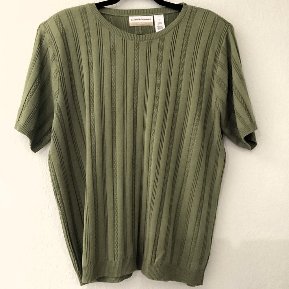 VINTAGE ALFRED DUNNER SHORT SLEEVE SWEATER TOP 1X - Picture 3 of 7